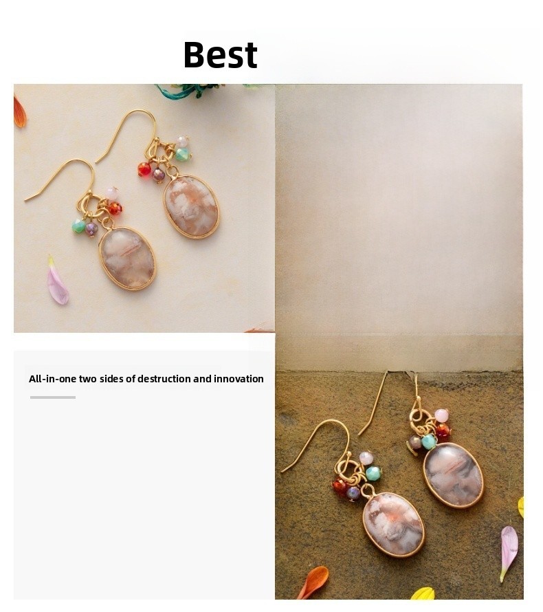 Handmade Natural Drop-shaped Extending Stone French Romantic Luxury Earrings Women's Sweet Style Jewelry Accessories