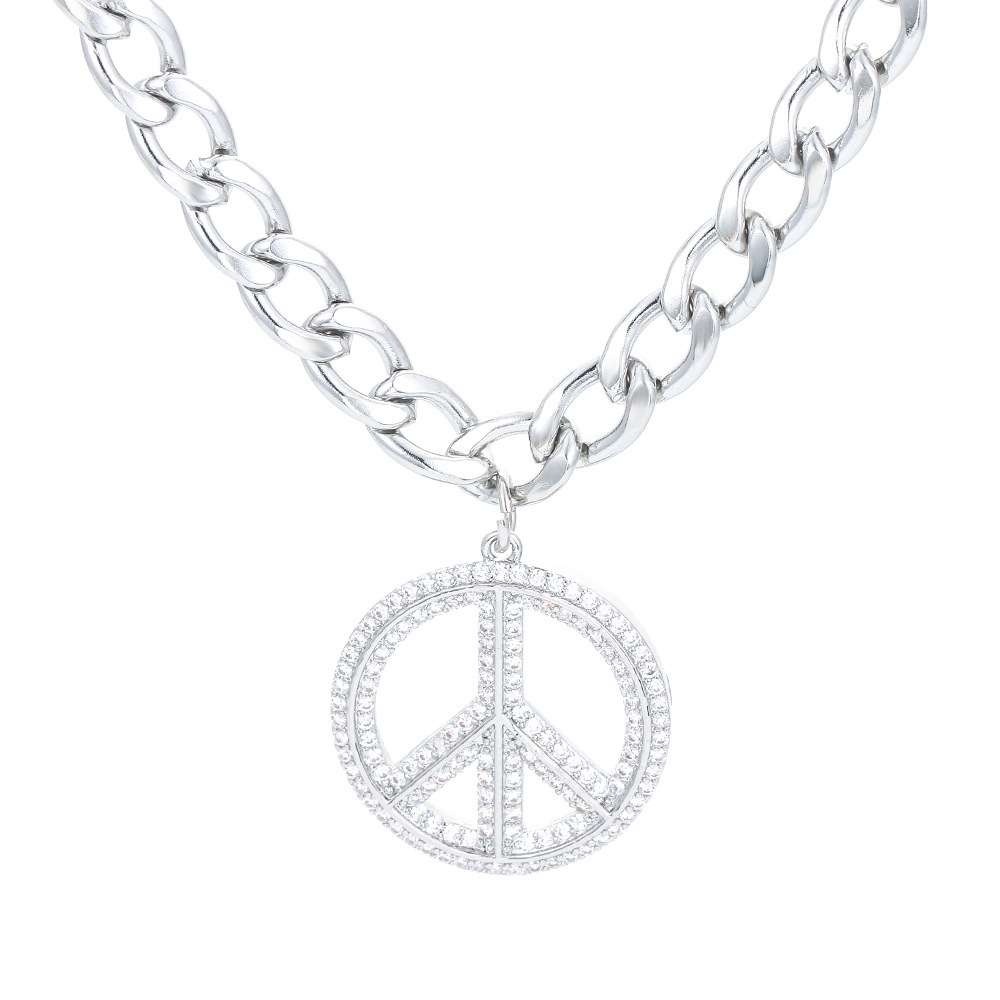 304 Stainless Steel Copper 18K Gold Plated Fashion Plating Geometric Zircon Pendant Necklace