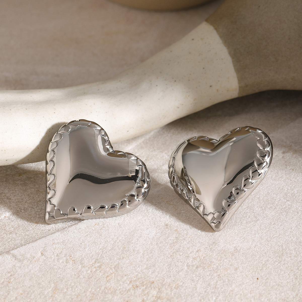 18K Gold Plated 316 Stainless Steel  PVD Coated Heart Shape Simple Style Classic Style Ear Studs For Women's