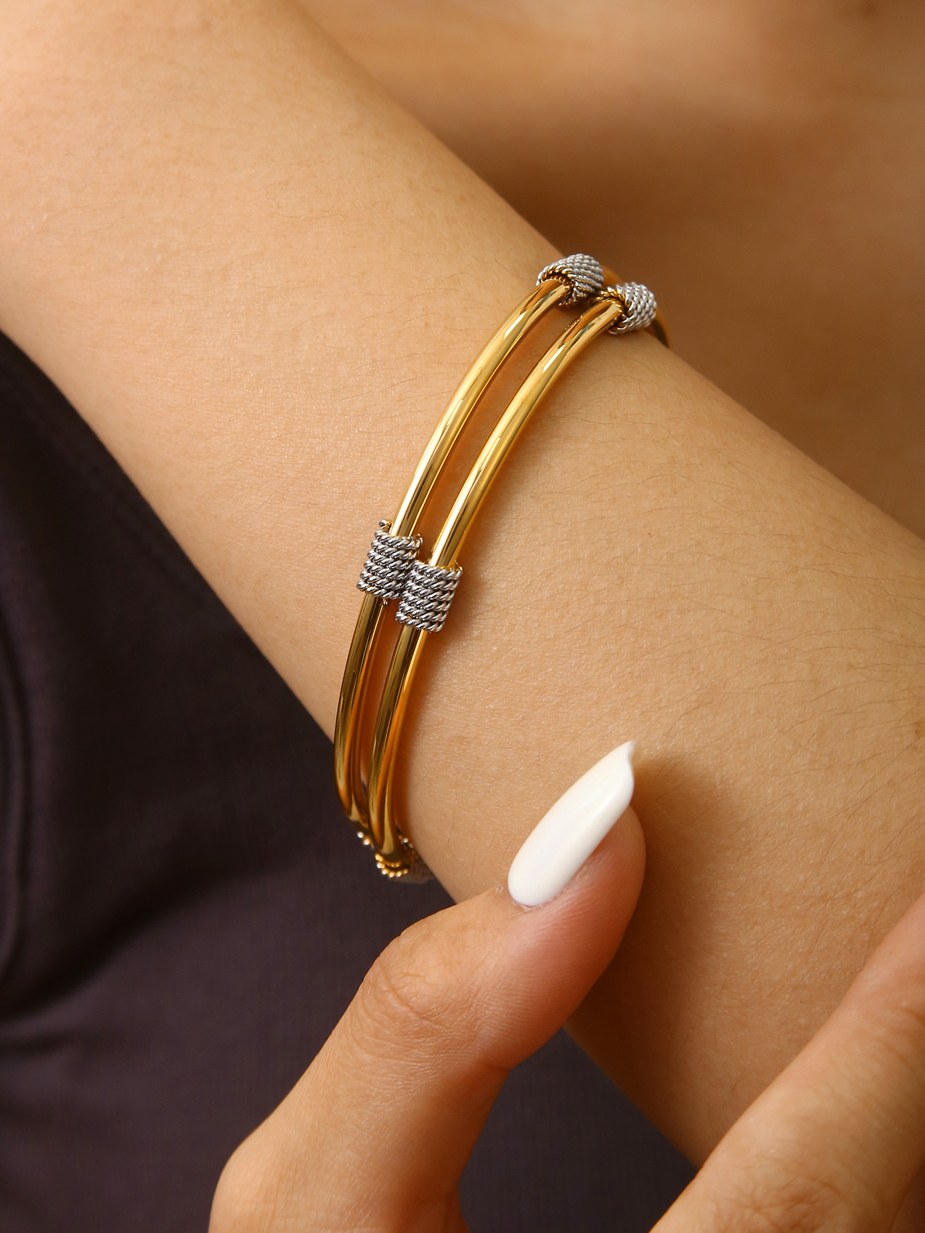 Fashionable Simple High-Grade Geometric Spiral Bracelet Women's Elegant Charm Stainless Steel 18K Gold Plated All-Match Wholesale