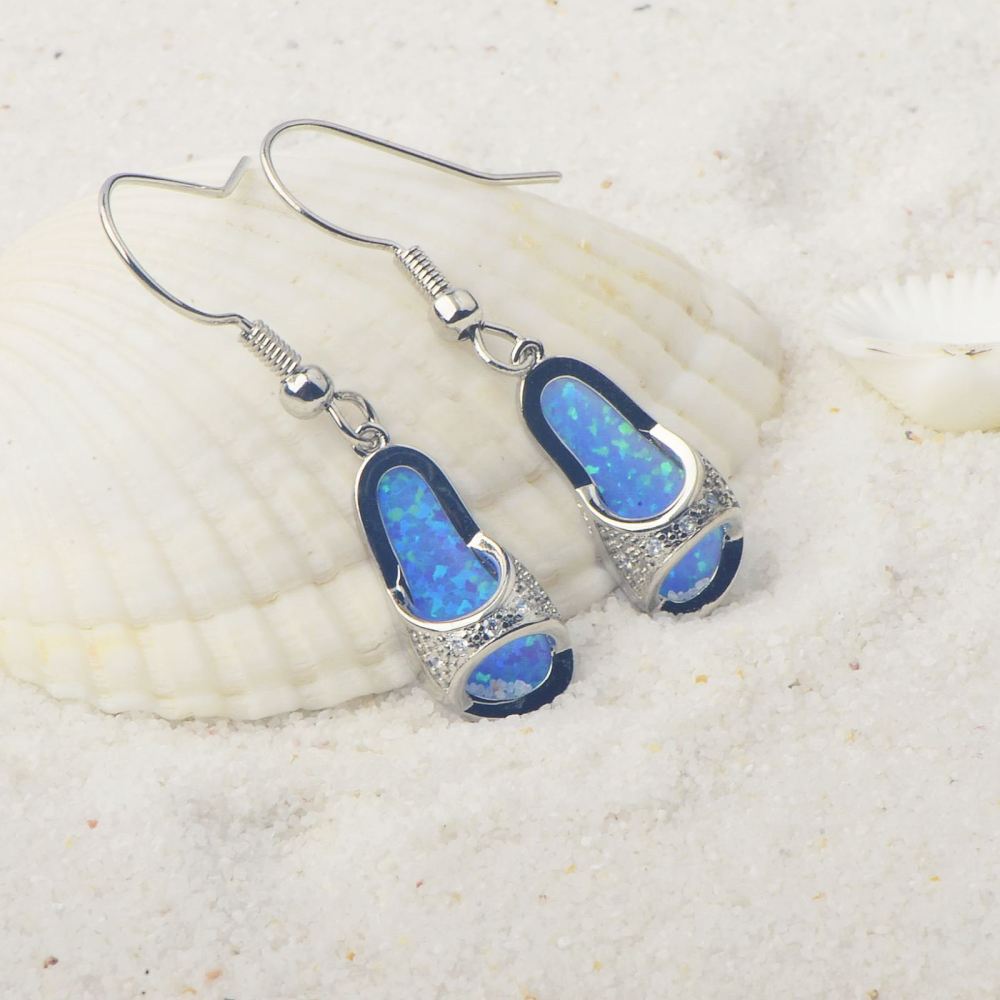 Simple Style Opal Sandals Earrings TikTok Ins  Style Jewelry Accessories Copper Material Line Craft