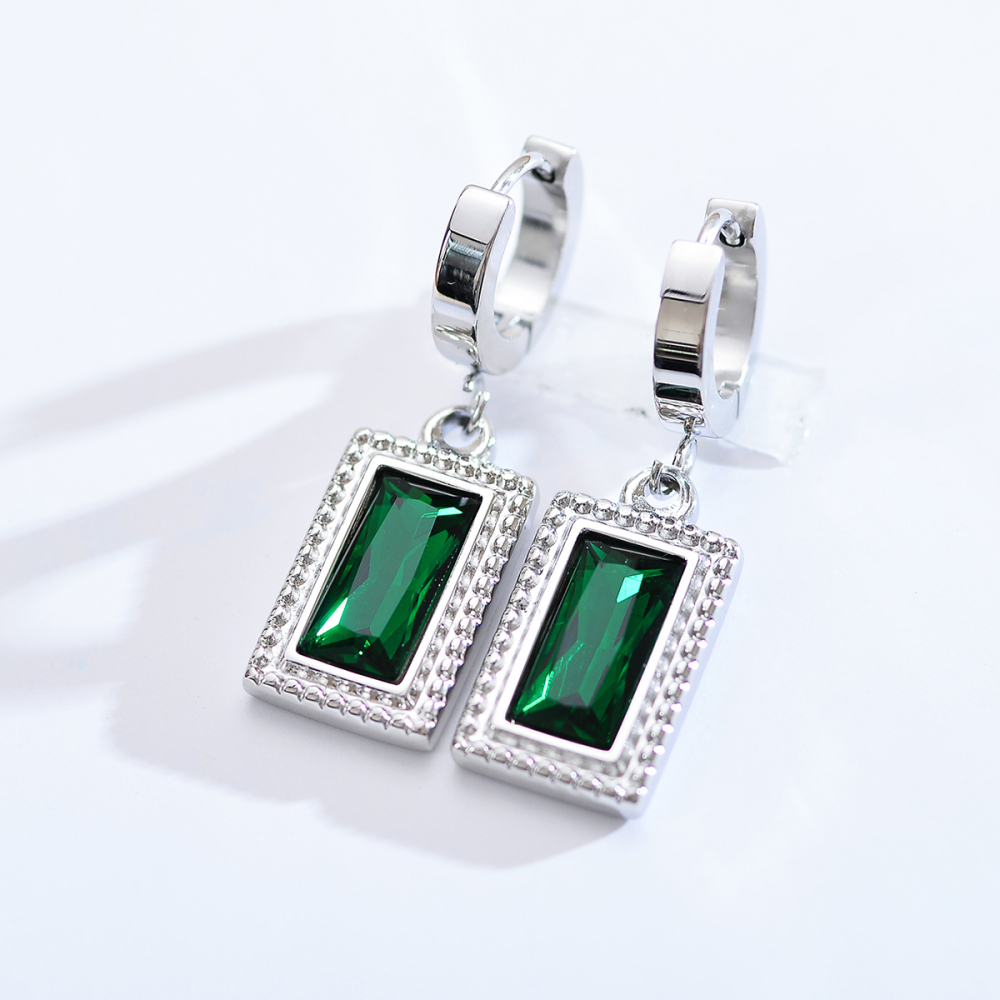 PVD Coated Gold Plated Square Stainless Steel Elegant Luxurious Simple Style Waterproof Non Tarnish Earrings