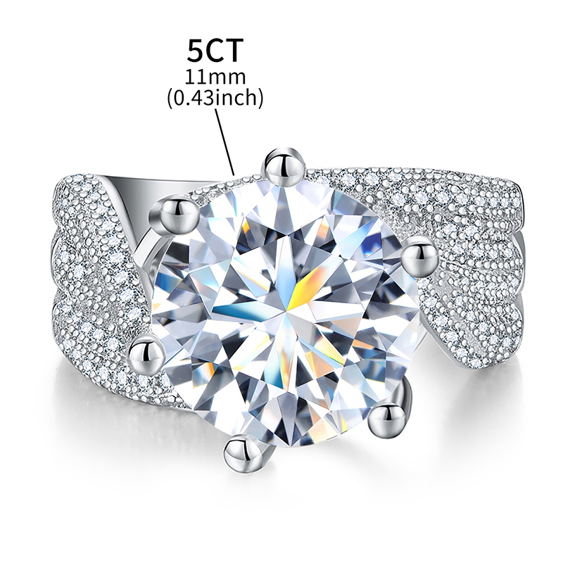 Moissanite 925 Sterling Silver Rings Geometric Water Plating Silver Plated Rings