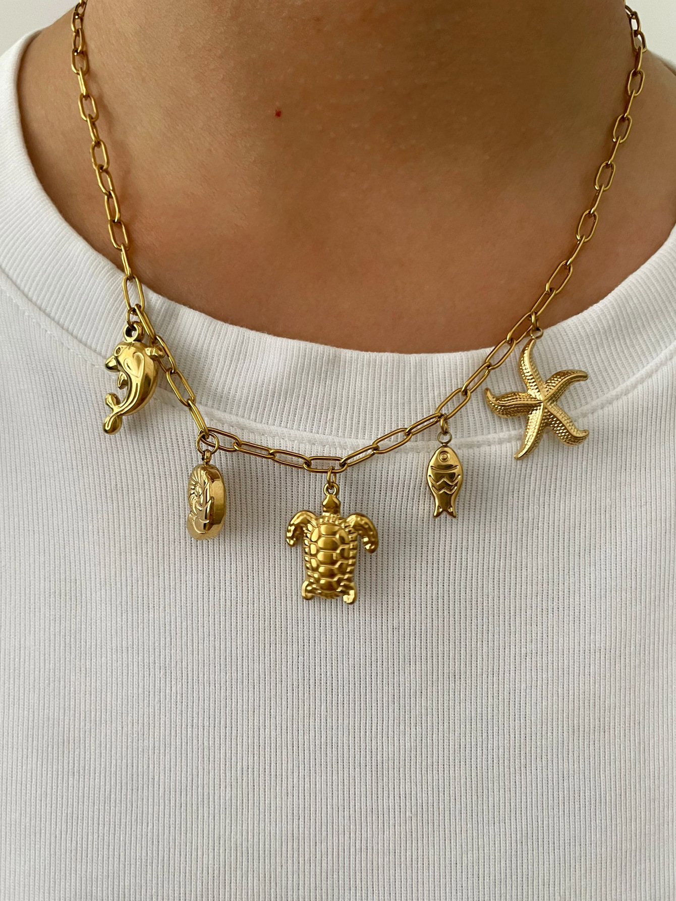 316L Stainless Steel  Solid Color Waterproof Non Tarnish Surgical Steel Simple Style Classic Style Pendant Necklace For Women's