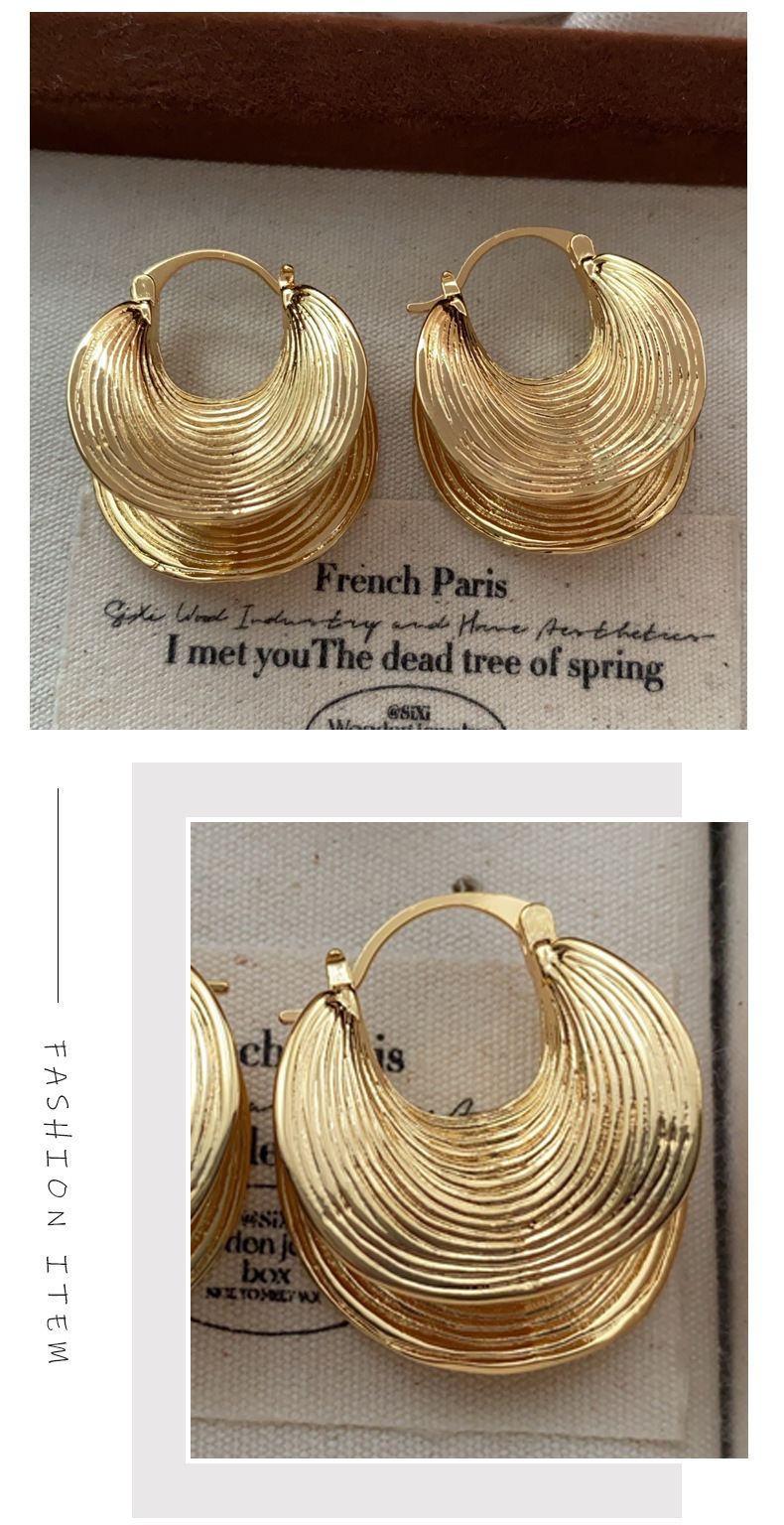 Sexy Large Earrings Trendy Street Style Retro Exaggerated Brass Plated Gold Geometric Pattern Women's Jewelry Fashion Accessories
