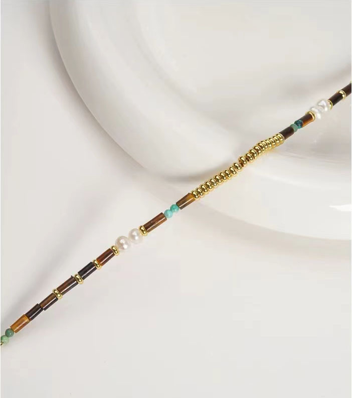 Tiger Eye Pearl Necklace Set Women's New  Baroque Style Natural Stone Irregular Shape Chinese Traditional Jewelry Accessories