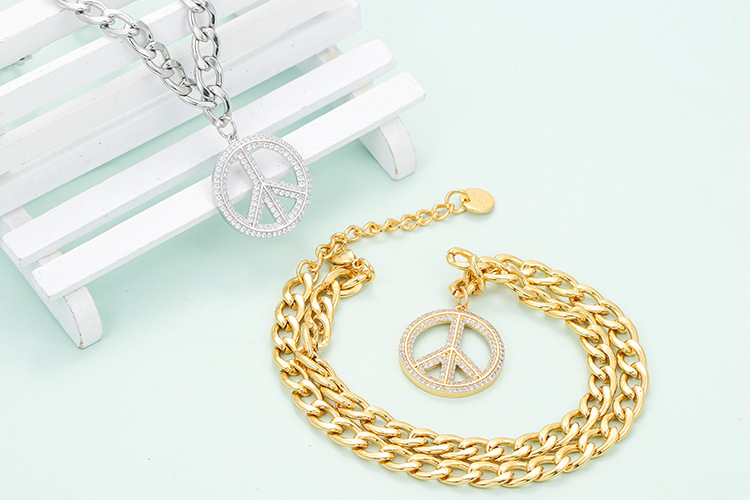 304 Stainless Steel Copper 18K Gold Plated Fashion Plating Geometric Zircon Pendant Necklace