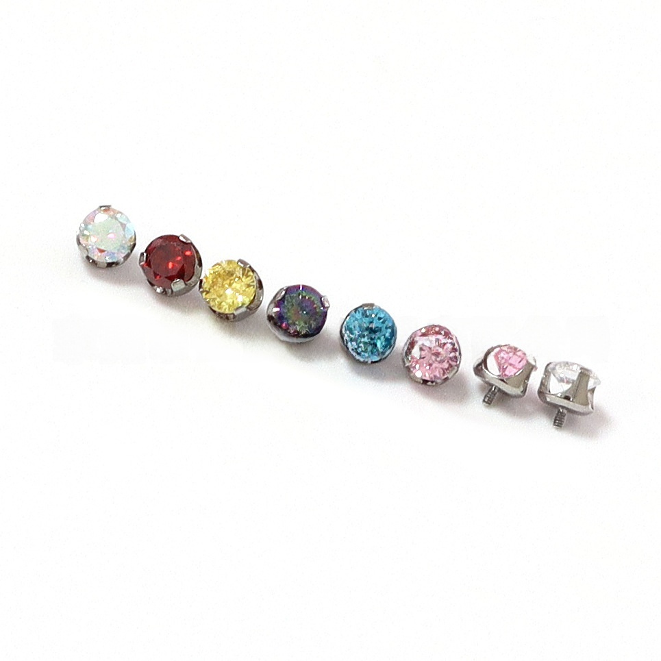 Titanium Alloy Ear Studs Three Claw Zircon Flat Bottom Lip Screw Inner Thread Piercing Jewelry Ear Bone Screw Accessories