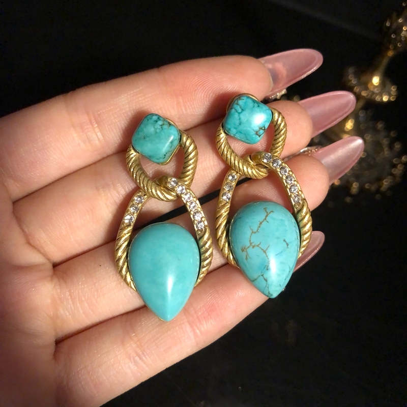 1 Pair Vintage Style Classic Style Geometric Water Droplets Brass Drop Earrings