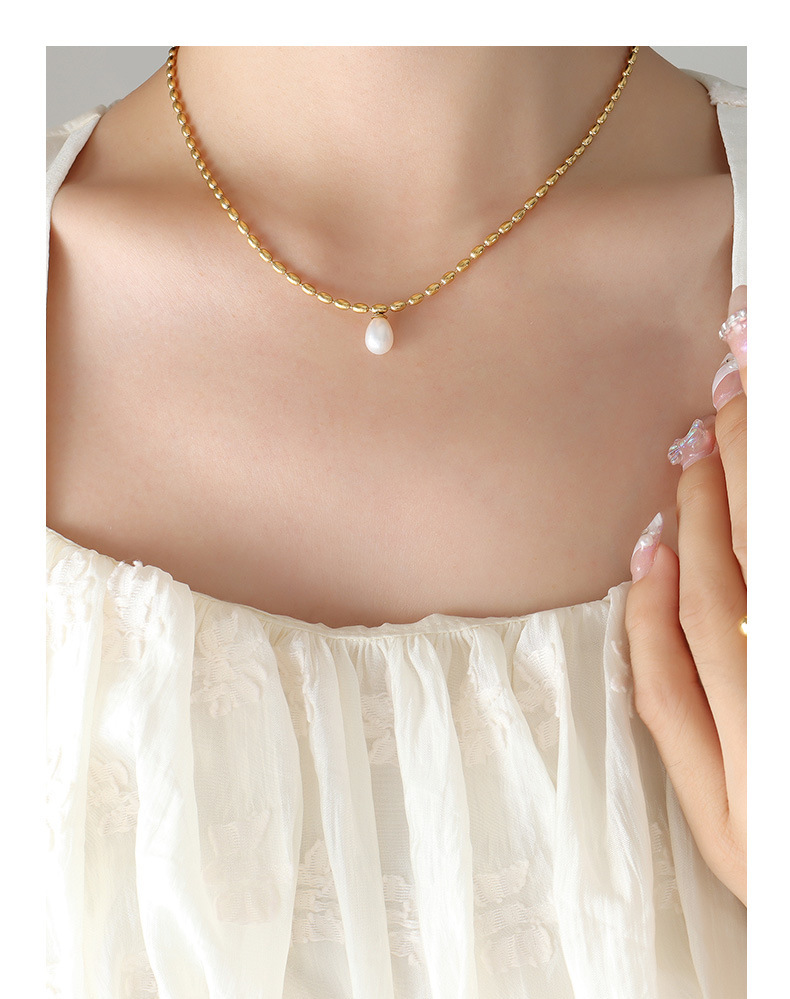 PVD Coated Real Gold Plated 18K Gold Solid Color 304 Stainless Steel Fashion Waterproof Non Tarnish 304 Stainless Steel Pendant Necklace