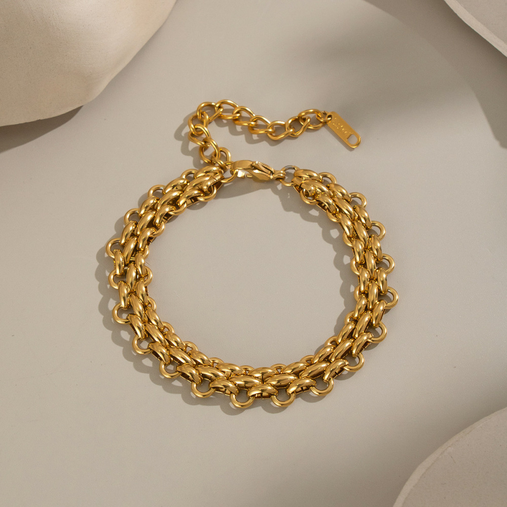 Handmade Stainless Steel Electroplated 18K Gold Jewelry Set For Women U-shaped Necklace Bracelet Set Accessories