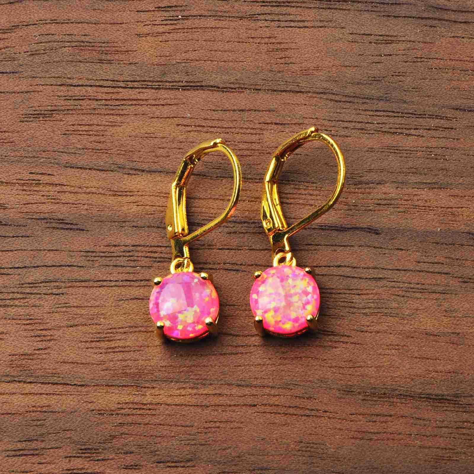Simple Round Opal Earrings TikTok Ins  Style Jewelry Accessories Copper Material Holiday Style