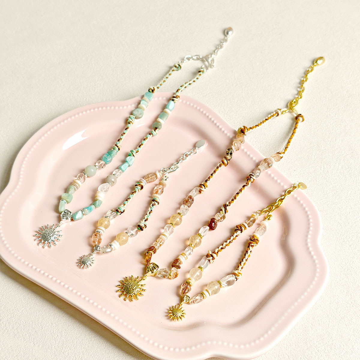 Retro Natural Crystal Stone Beaded Woven Rope Necklace Ethnic Fashion Lightweight Luxury Sweater Chain Accessory Women's Jewelry