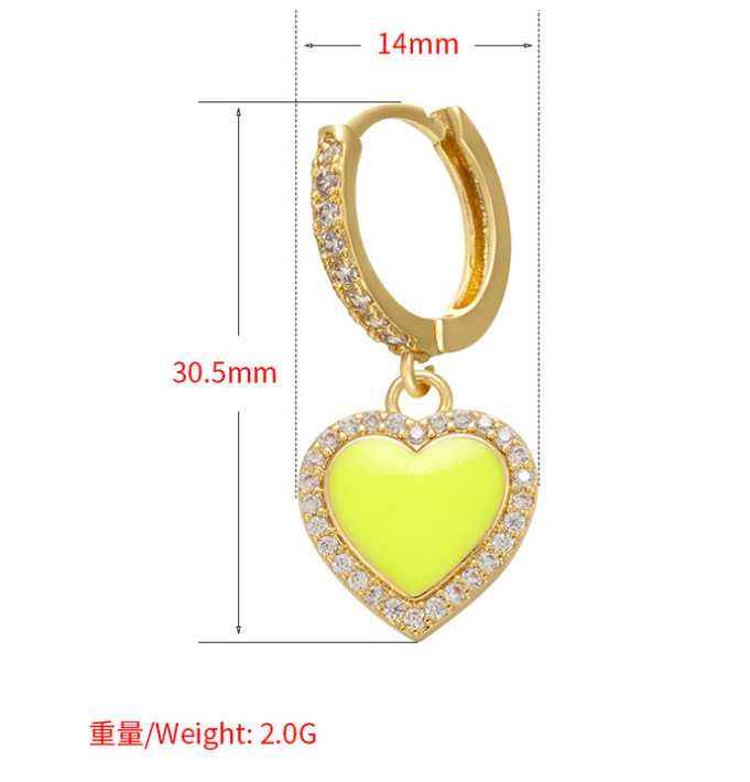 Color Dripping Oil Earrings Heart Zircon Copper Earrings Cross-border Jewelry Accessories Wholesale