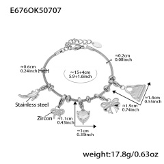 E676-Steel Color DIY Multi-Accessories Bracelet 15 4cm
