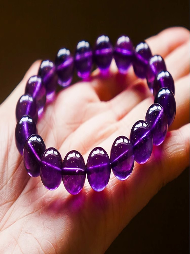 Natural Grade Collectible 7A Purple Quartz Bracelet For Women Deep Violet Single Circle Crystal Bracelets Geometric Pattern
