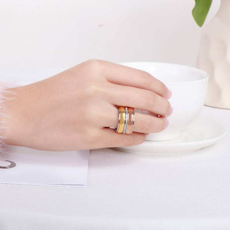 PVD Coated 18K Gold Plated Geometric Stainless Steel Fashion Waterproof Non Tarnish Rings