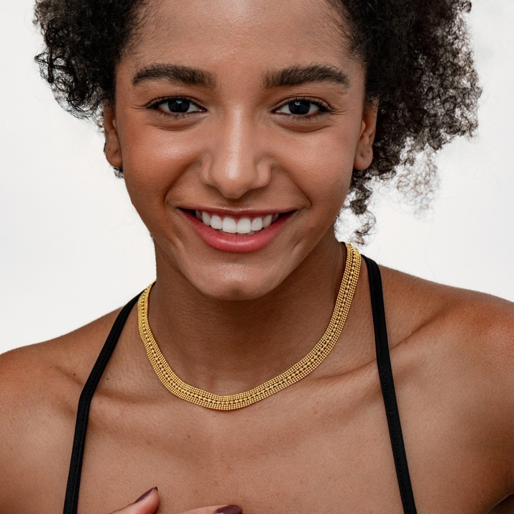 Exaggerated Gold Metal Hip-Hop Necklace Cuban Chain Accessories Unisex Meteor Shower Starry Sky Gold Plated