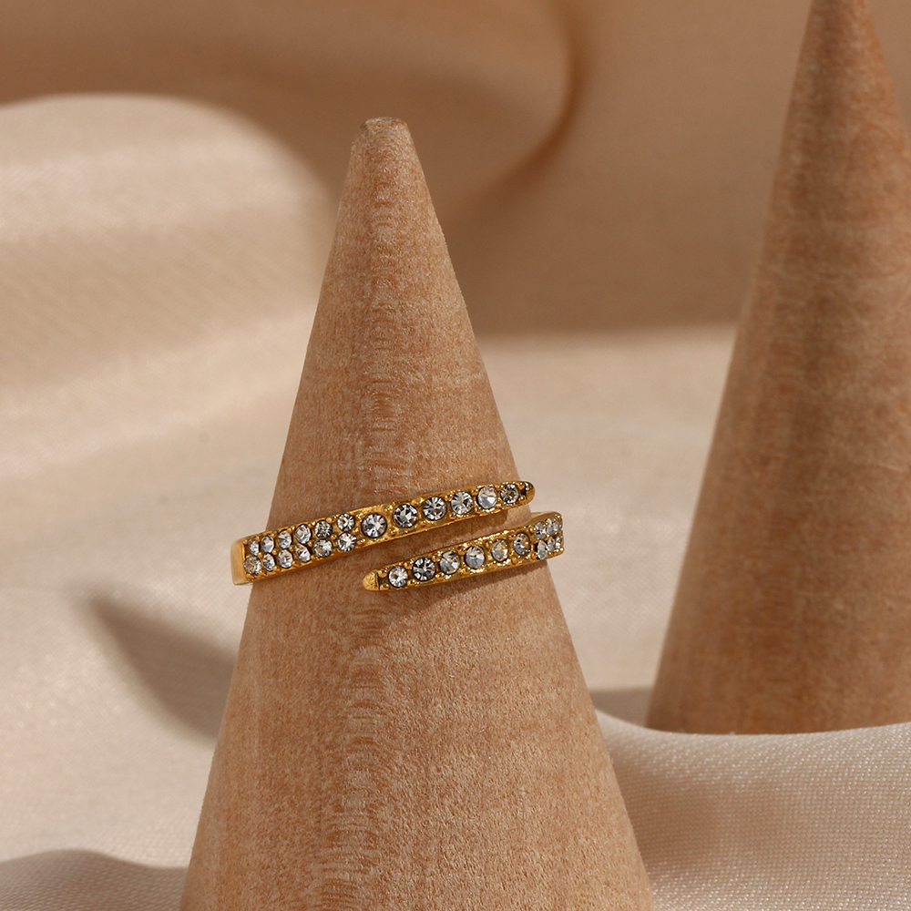 PVD Coated Real Gold Plated 18K Gold Geometric 304 Stainless Steel Fashion Waterproof Non Tarnish Open Ring