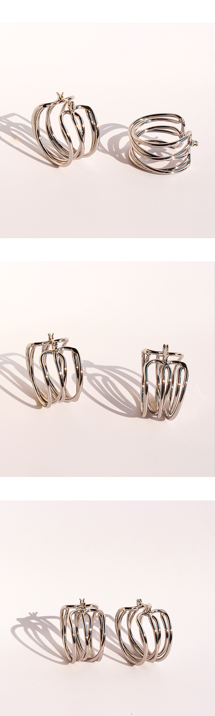 New Dongdaemun Fashionable Multi-Circle Line Round Hoop Earrings For Women Fashion Hollow Geometric Earrings Accessories 1109 Nordic Style