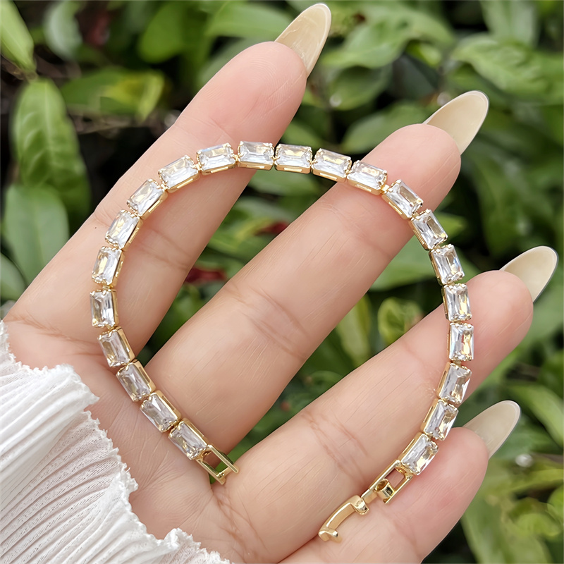 Classic Elegant Style Colorful Zircon Bracelet Fashion High-end Copper Plated 18K Gold Versatile Daily Wear Flower Vacuum Plating (Furnace)