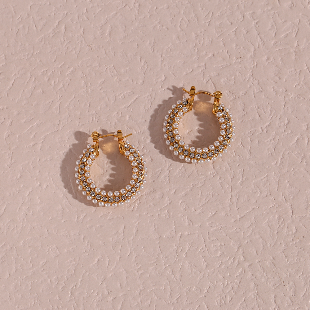 PVD Coated Real Gold Plated 18K Gold Geometric 304 Stainless Steel Fashion Waterproof Non Tarnish Hoop Earrings