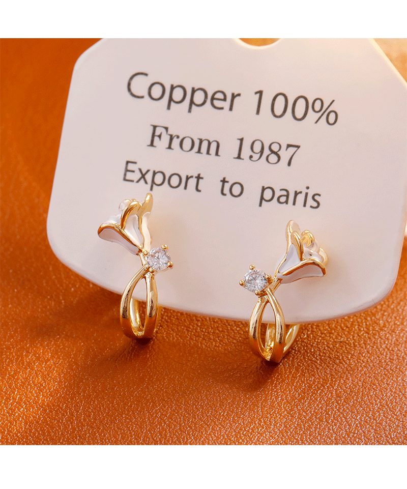 Elegant White Rose French Style Earrings Unique Design Sensation Small Audience Trendy Flower Craft With Zirconia Women's Jewelry