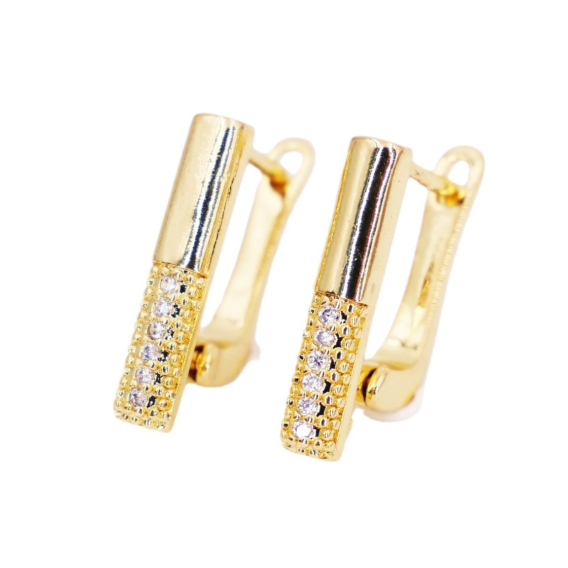 Platinum Plated Pearl Earrings Micro Inlaid Zircon Trendy DIY Jewelry Accessories U-Shaped Geometric