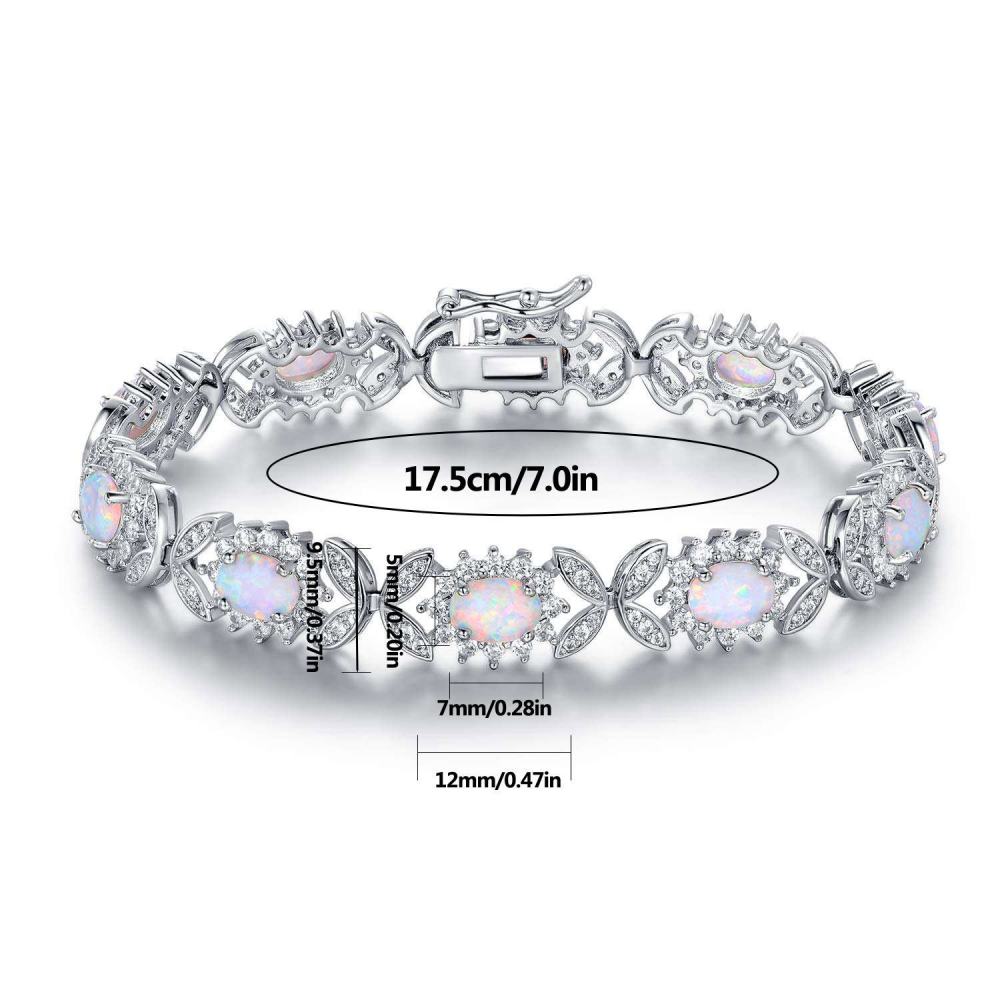 Fashionable Oval Shaped Opal Bracelet Elegant Geometric Pattern Copper Jewelry Colorful Gemstone Accessories For Women