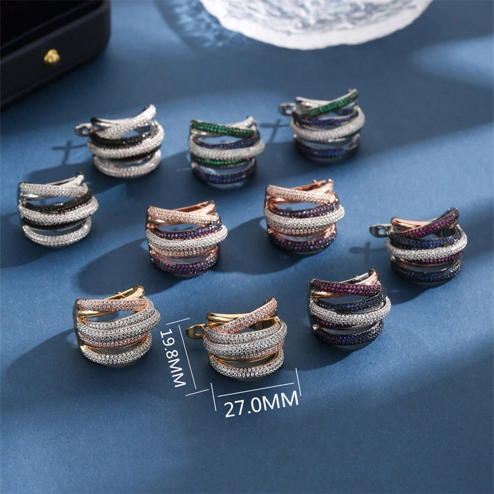 1 Pair Simple Style Classic Style Color Block Plating Inlay Copper Zircon 18K Gold Plated White Gold Plated Earrings