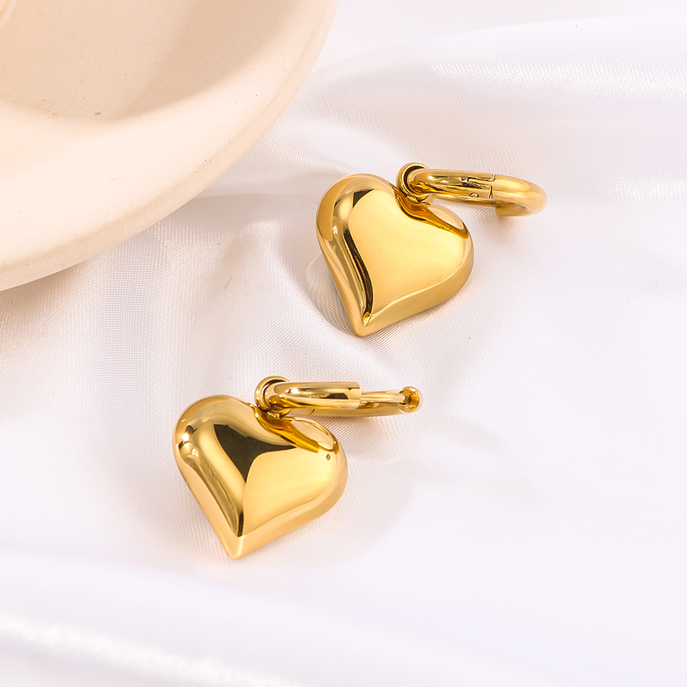 1 Pair Simple Style Classic Style Commute Heart Shape Plating 304 Stainless Steel 18K Gold Plated Drop Earrings