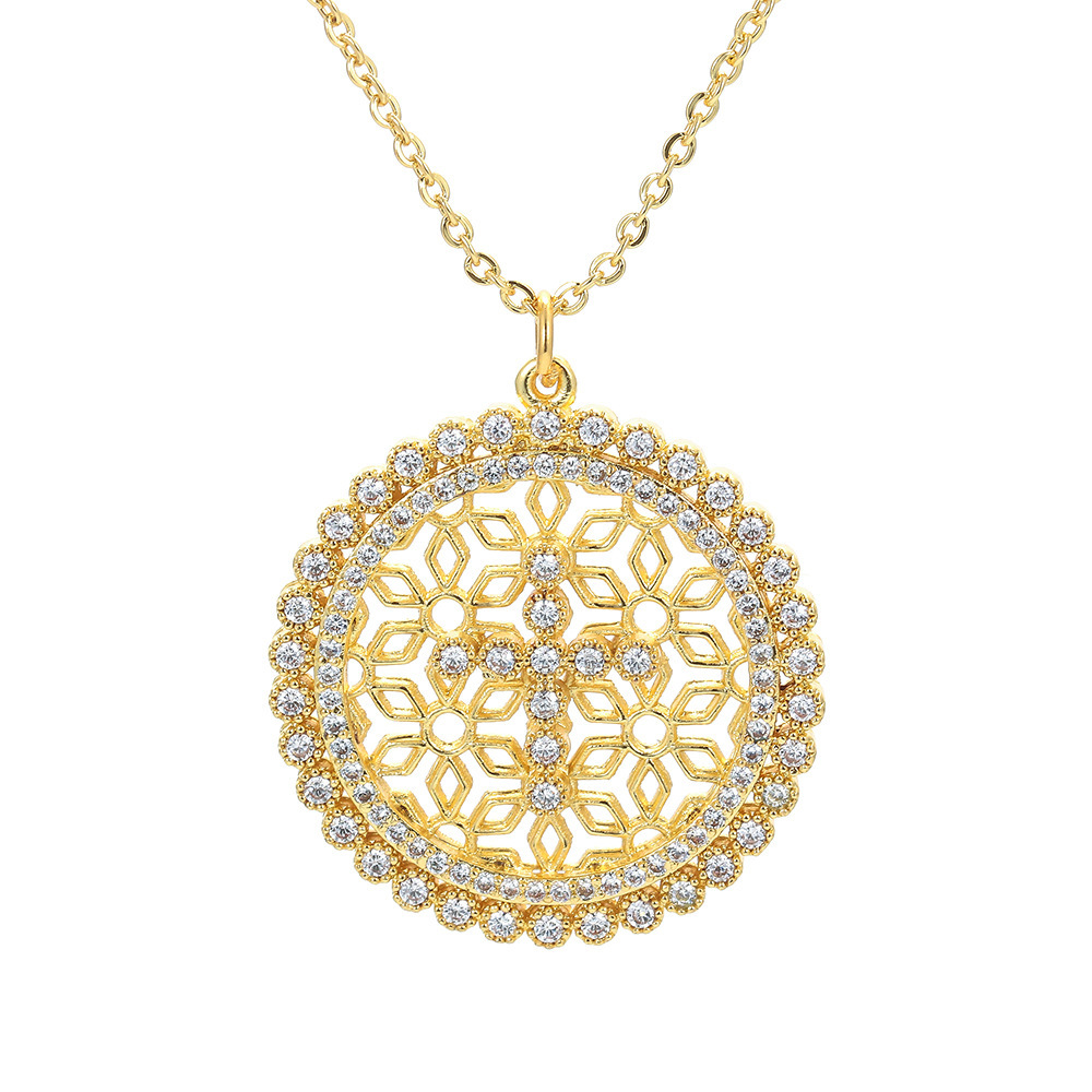 Copper Plated 18k Gold Micro-set Zircon Pendant Geometric Cross Clavicle Chain
