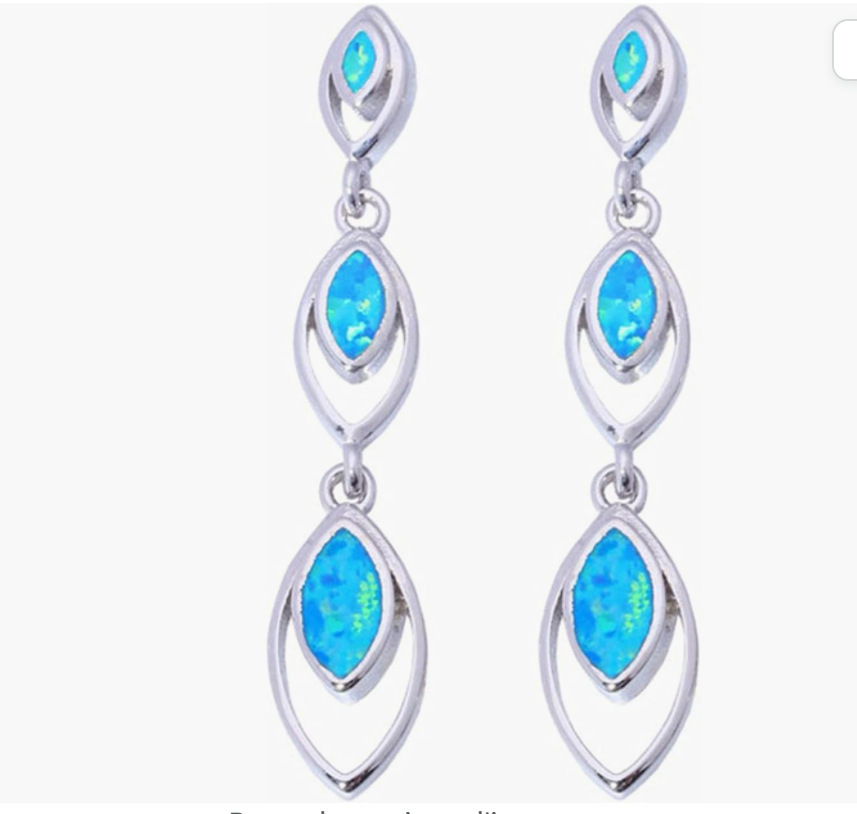 Mini Blue Circle Stud Earrings Women's Style Simple Design Opal Pearl Star Pattern Copper Material Jewelry Accessories