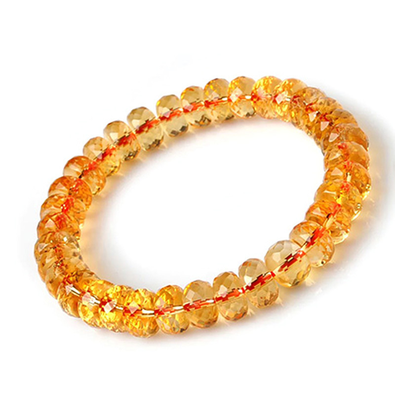Natural Cut Yellow Crystal Bracelet Brazilian Violent Yellow Diamond Cut Face Hand Chain Red Yellow Green Attract Wealth