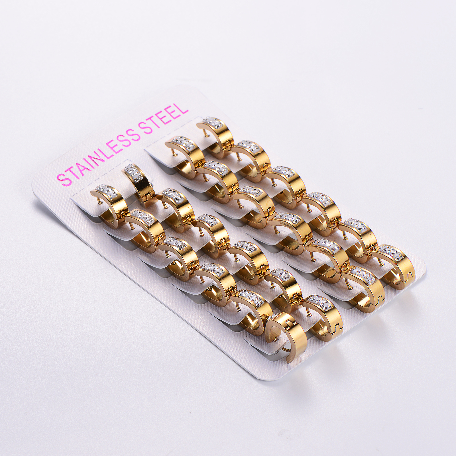 304 Stainless Steel Geometric Electroplating Rhinestones Golden Plated Casual Classic Style Plating Inlay Gold Earrings