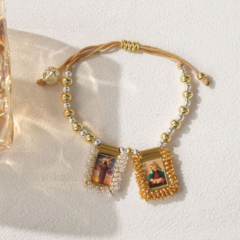 Vintage Double Portrait Bracelet Artistic Fusion Elements Daily Essential Accessories Geometric Gold Plated