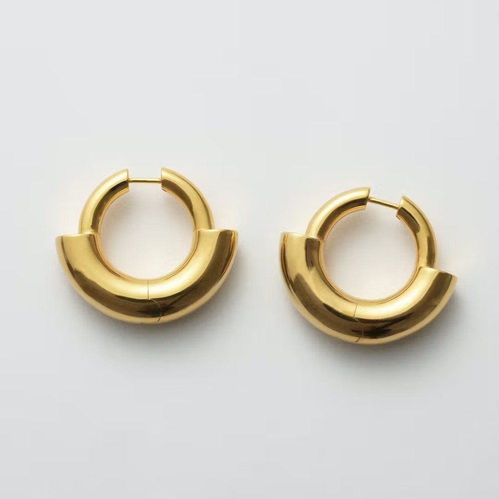 Neutral Style Gold-Plated Copper Round Earrings Fashion OL Geometric Pattern Women's Jewelry Accessories 2024 New Model