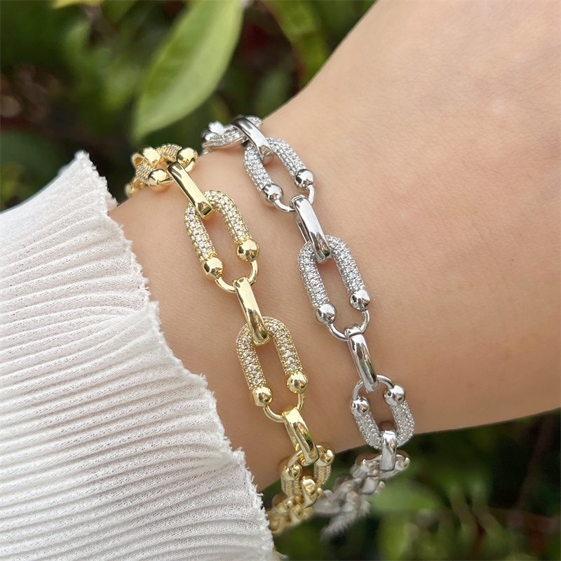 Classic Elegant Style Colorful Zircon Bracelet Fashion High-end Copper Plated 18K Gold Versatile Daily Wear Star Vacuum Plating (Furnace)