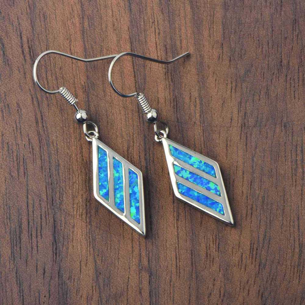 Delightful Diamond Shape Opal Earrings For Girls Cute Simple Style Copper Jewelry Accessories Tiktok Hot Sale