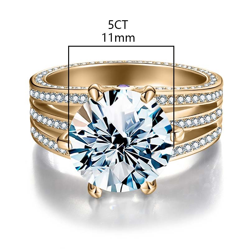6 Claws Moissanite 925 Sterling Silver Rings Round Long-Lasting Plated White Gold Plated Rings