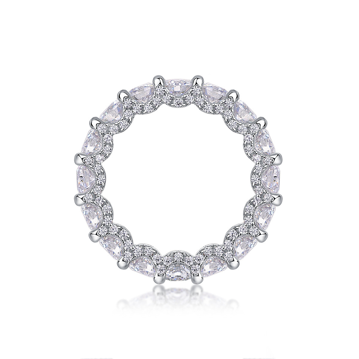 925 Sterling Silver Moissanite Geometric Rings GRA Certificate