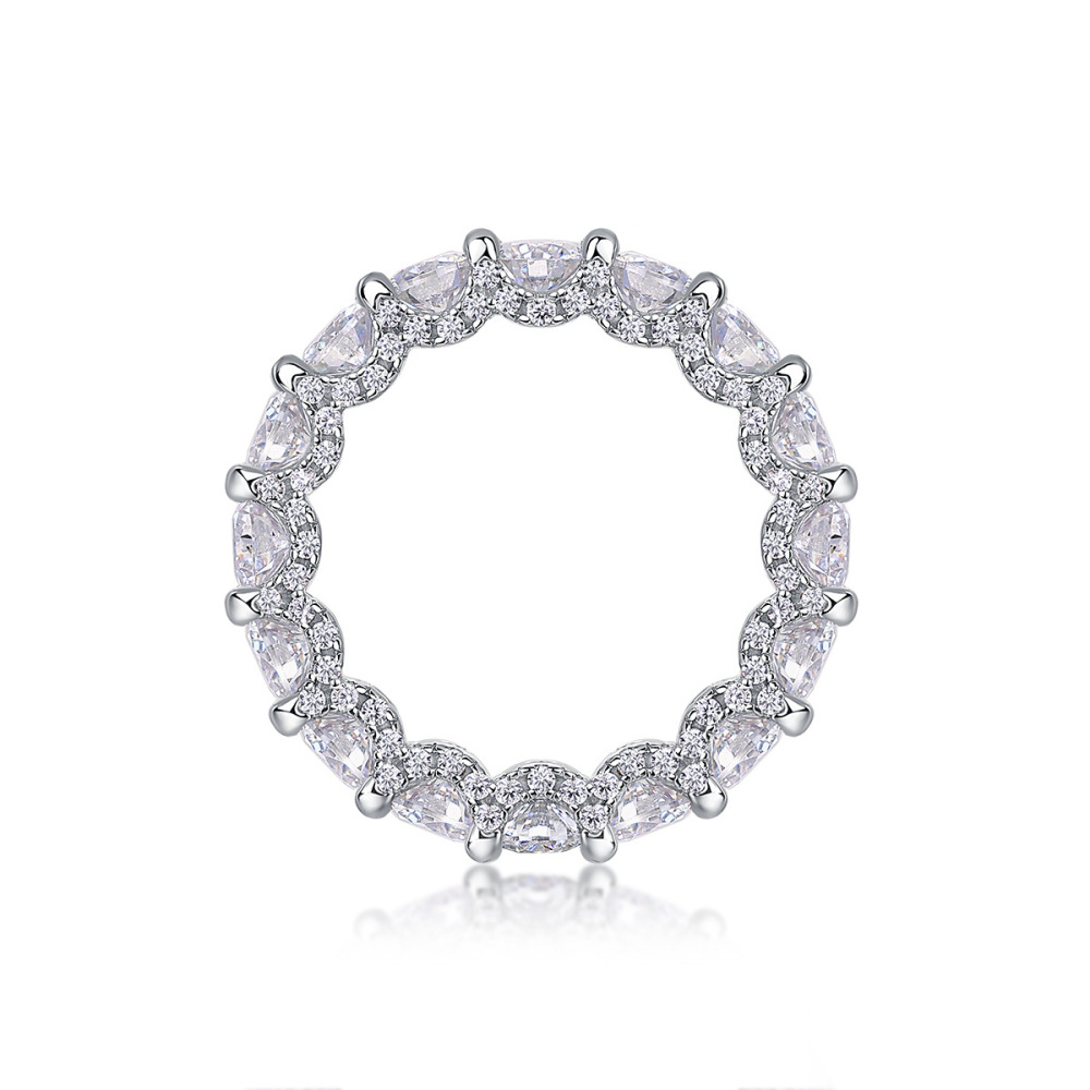 925 Sterling Silver Moissanite Geometric Rings GRA Certificate