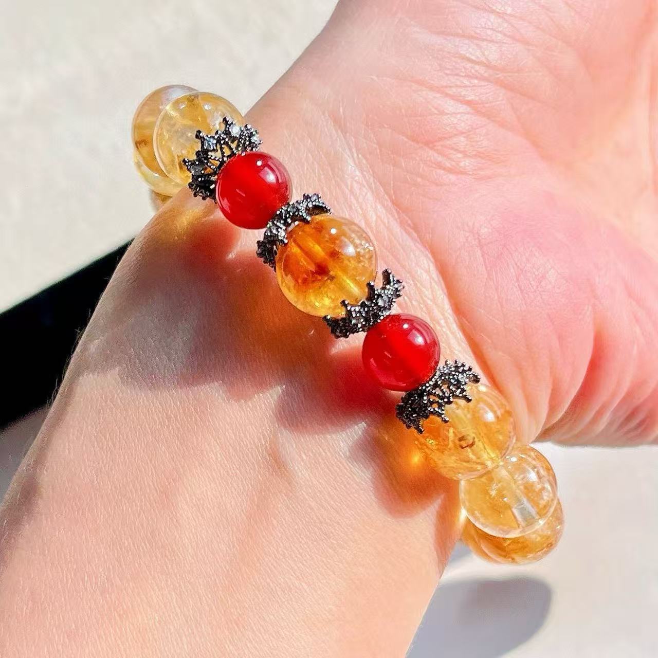 Natural High Quality Yellow Crystal Tiger Eye Stone South Red Bracelet Hand Chain White Crystal Jewelry Accessories For Women