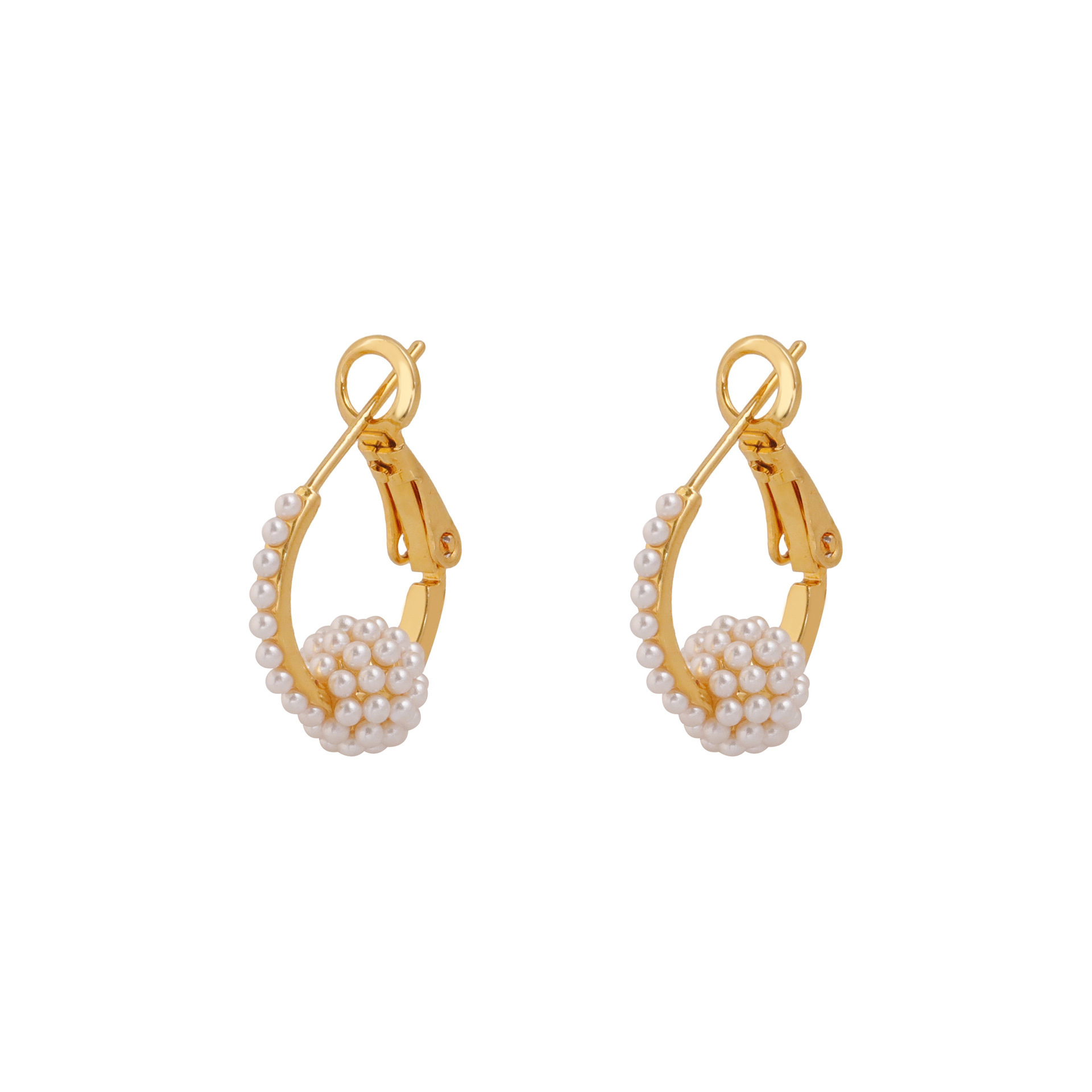 Elegant Pearl Hoop Earrings Unique Design Sensation Slimming French Hepburn Style Fashionable Trendy Women's Jewelry Accessories