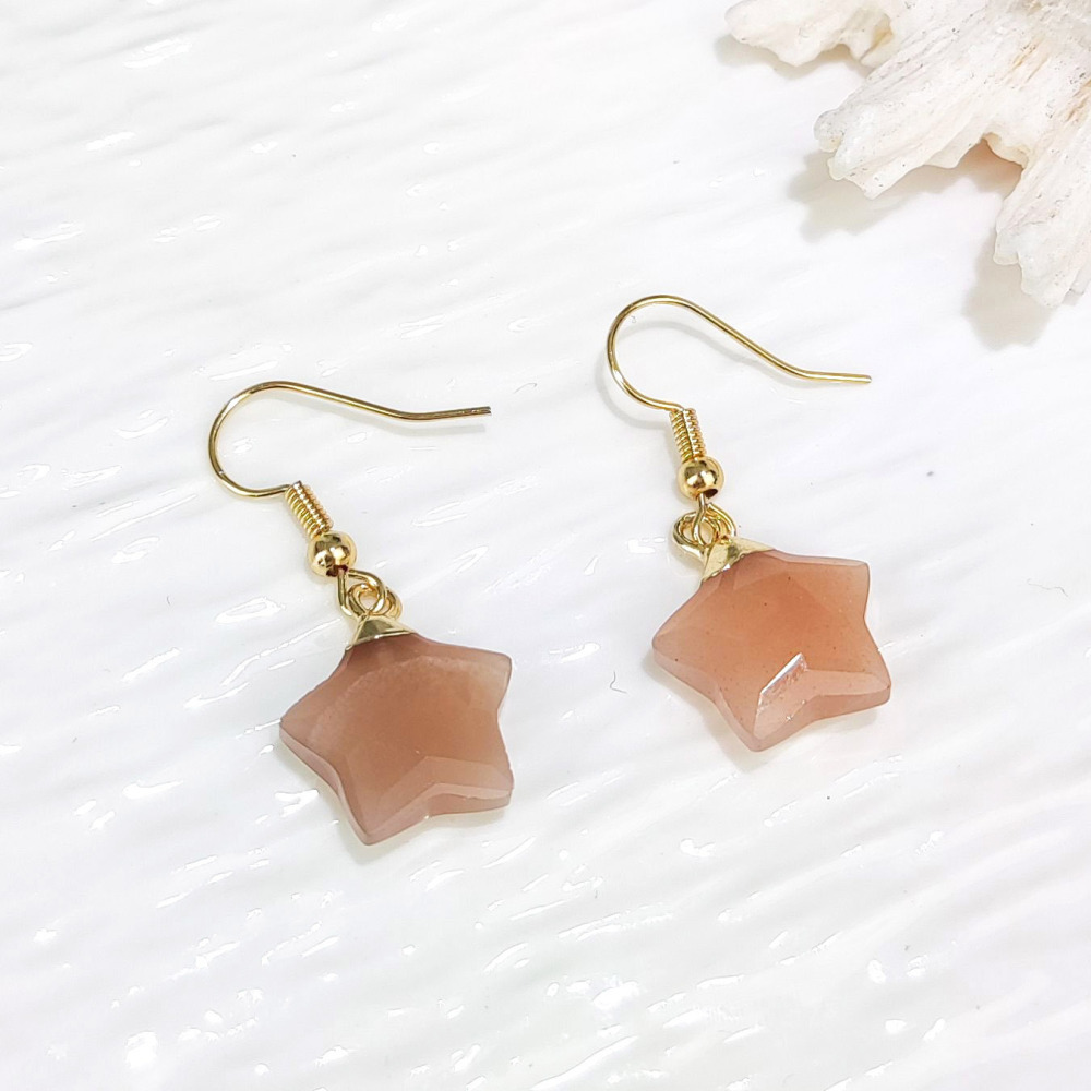 Dani Jewelry Natural White Crystal Pentagram Earrings DIY Accessories Pendant Geometric Pattern Asymmetric Copper Plated