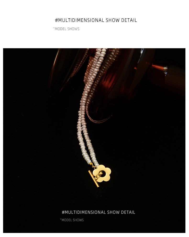 PVD Coated Real Gold Plated 18K Gold Flower 304 Stainless Steel French Style Waterproof Non Tarnish Choker