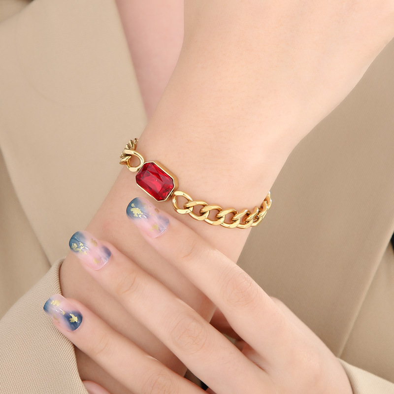PVD Coated 18K Gold Plated Geometric Titanium Steel Fashion Waterproof Non Tarnish 304 Stainless Steel Bracelets