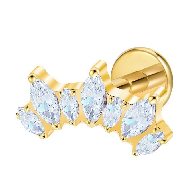 Titanium Alloy Zirconia Women's European Style Fan-shaped Lip Nose Stud Jewelry Accessories Fashion Unisex Lip Decoration