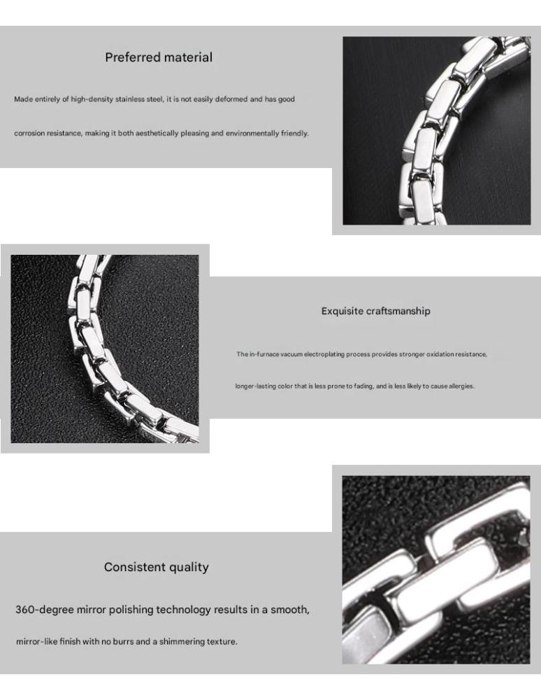 304 Stainless Steel Men's Accessories Four-Sided Embossed Square Tooth Pattern Spliced Tassel Necklace Simple Design Vintage Men's Trend