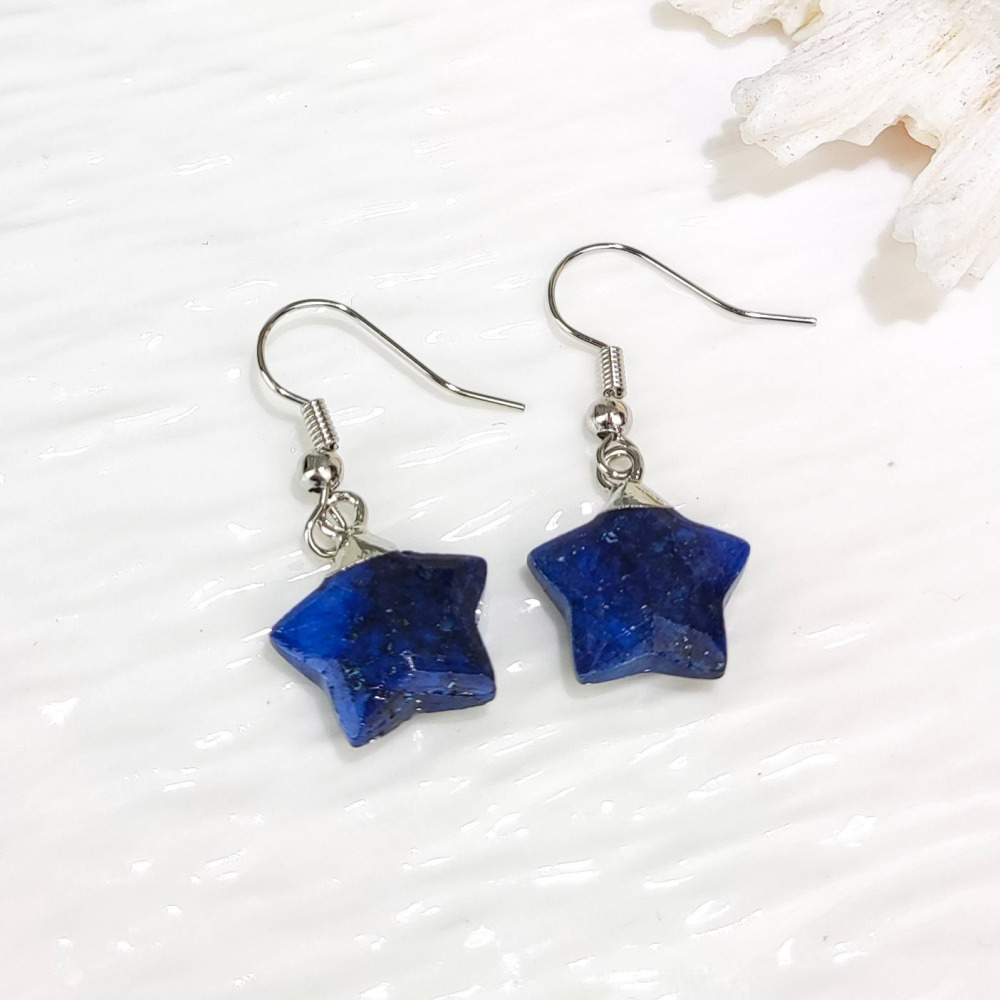 Dani Jewelry Natural White Crystal Pentagram Earrings DIY Accessories Pendant Geometric Pattern Asymmetric Copper Plated